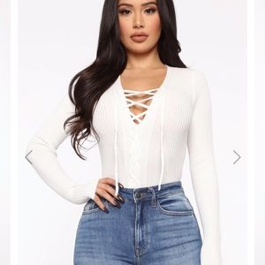 Fashion Nova Love My Lace Up Sweater Sz L
